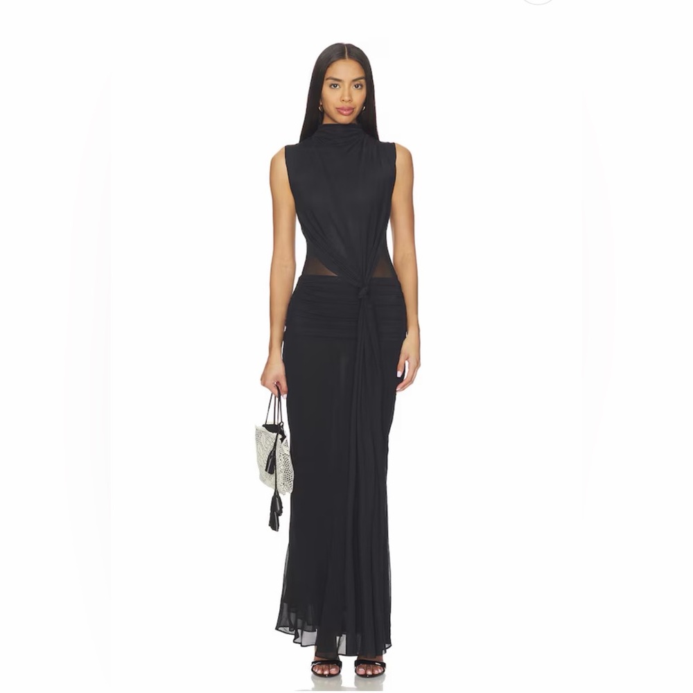 NWT Bec + Bridge Cassis Knot Maxi Dress in Black in‎ Size USA 0/ AUS 4